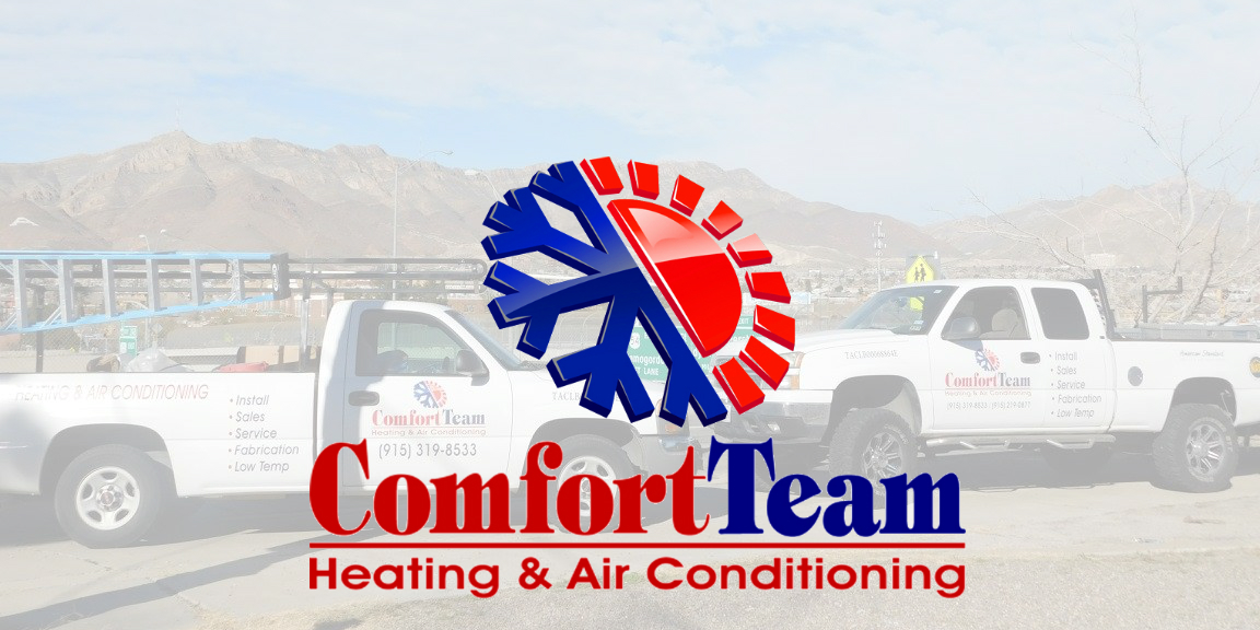 Header photo showing Comfort Team logo and work trucks